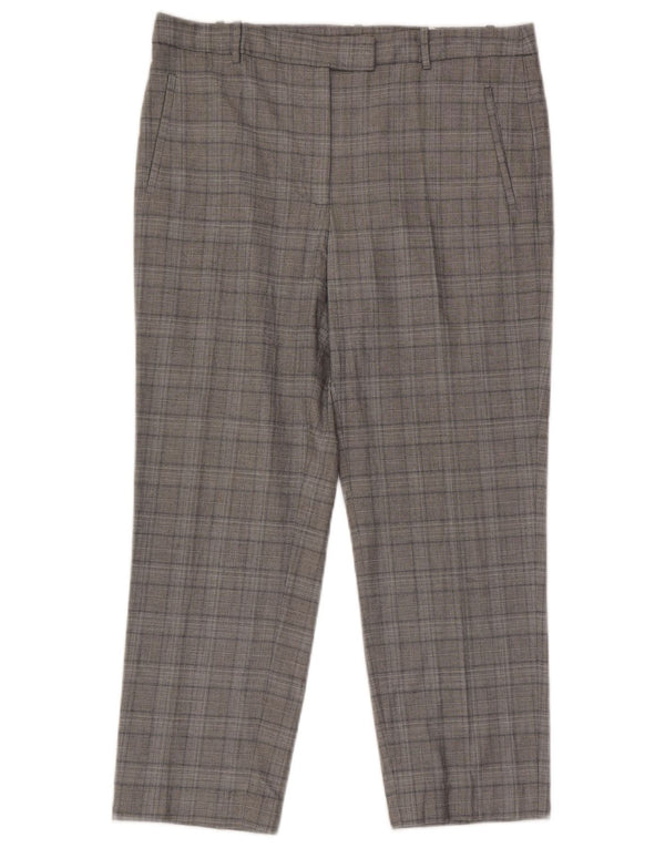 Zara Womens Crop Suit Trousers Large W30 L25 Grey Check Viscose