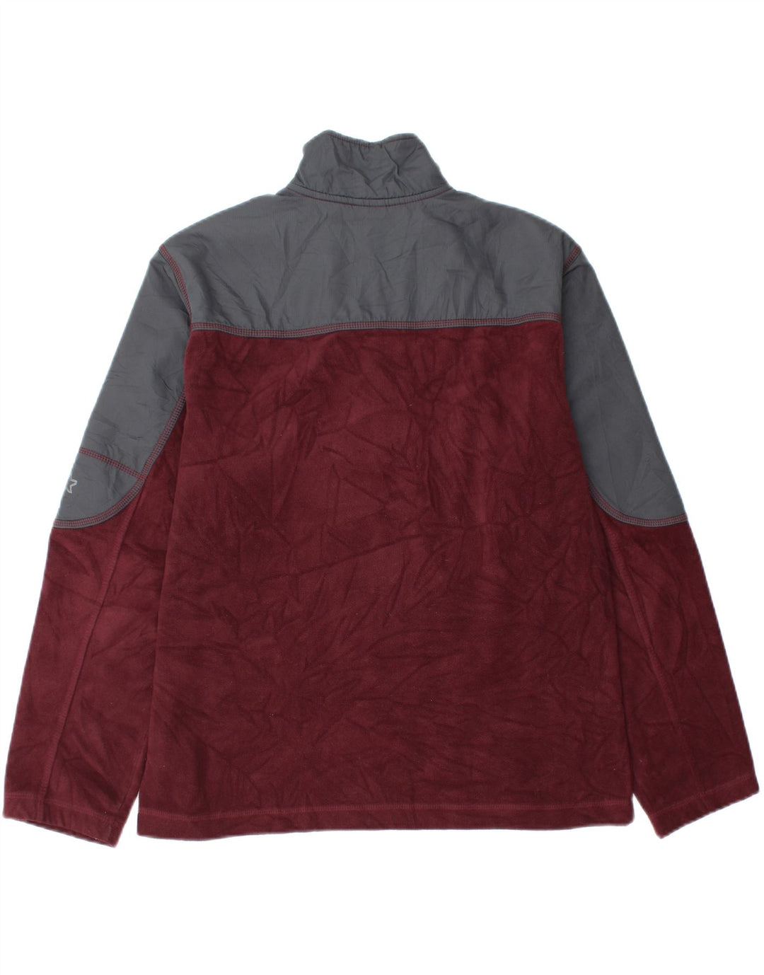 Starter Mens Zip Neck Fleece Jumper UK 38/40 Medium Maroon Colourblock