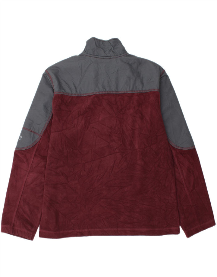 Starter Mens Zip Neck Fleece Jumper UK 38/40 Medium Maroon Colourblock