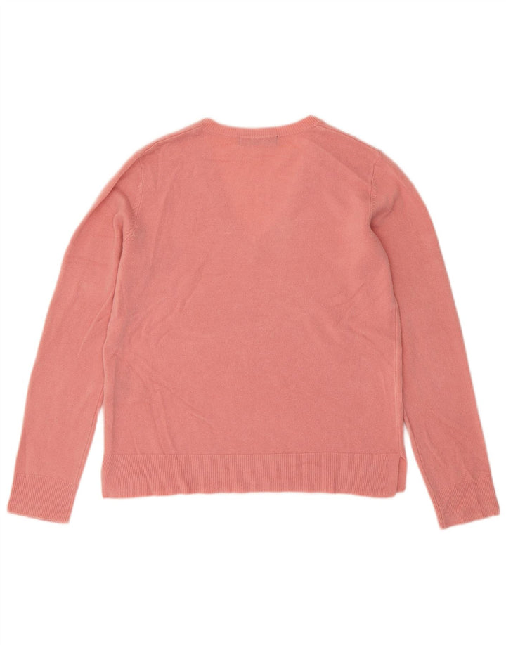 Marks & Spencer Womens V-Neck Jumper Sweater UK 12 Medium  Pink Acrylic