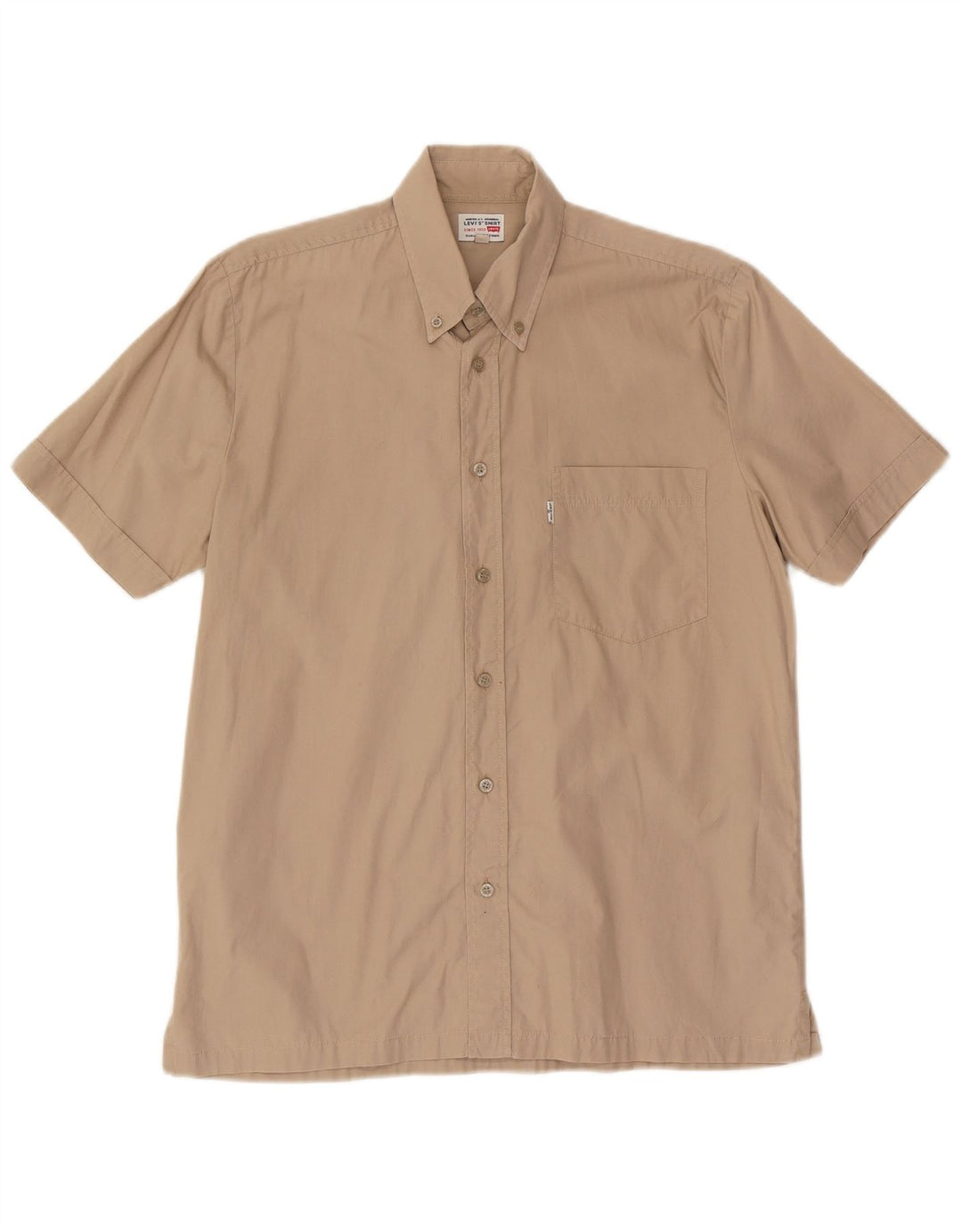Levi's Mens Short Sleeve Shirt Small Beige Cotton