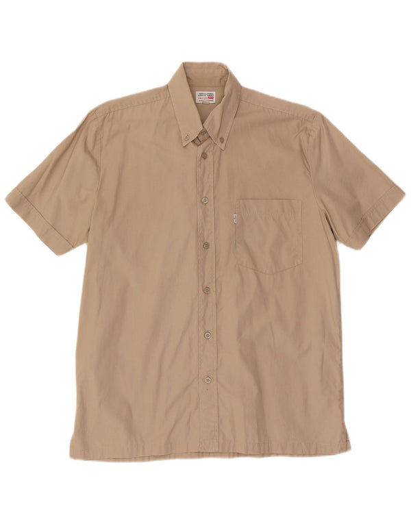 Levi's Mens Short Sleeve Shirt Small Beige Cotton