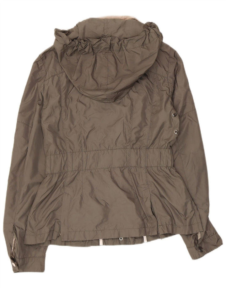 Zara Womens Hooded Utility Jacket UK 12 Medium Khaki Polyester