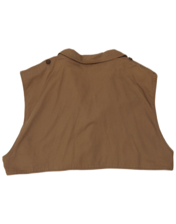 Vintage Womens Crop Liner Waistcoat UK 22 3XL Beige