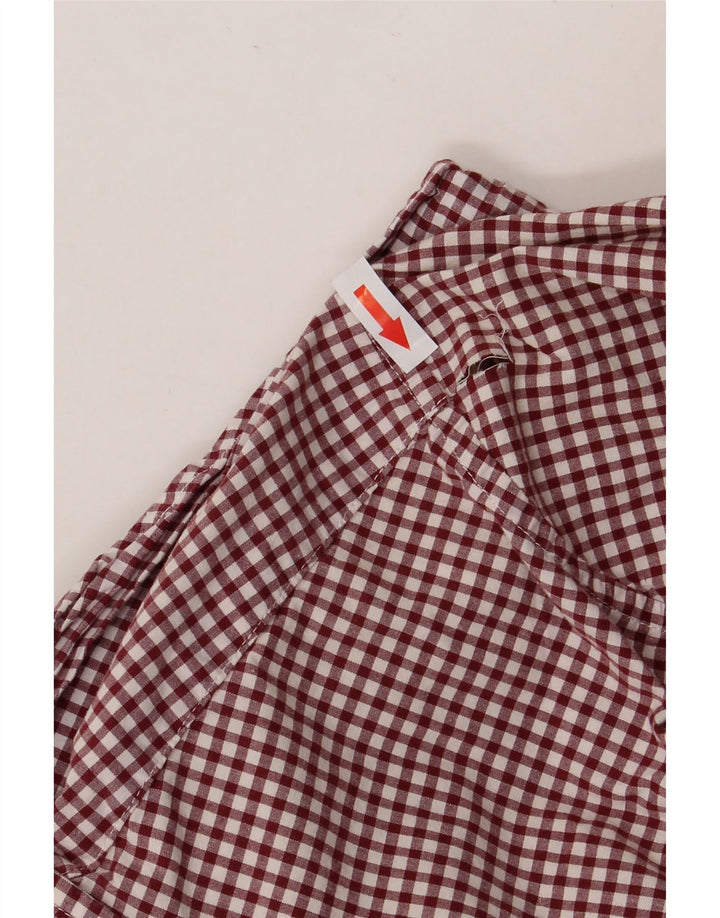PENGUIN Mens Shirt Medium Maroon Gingham Cotton