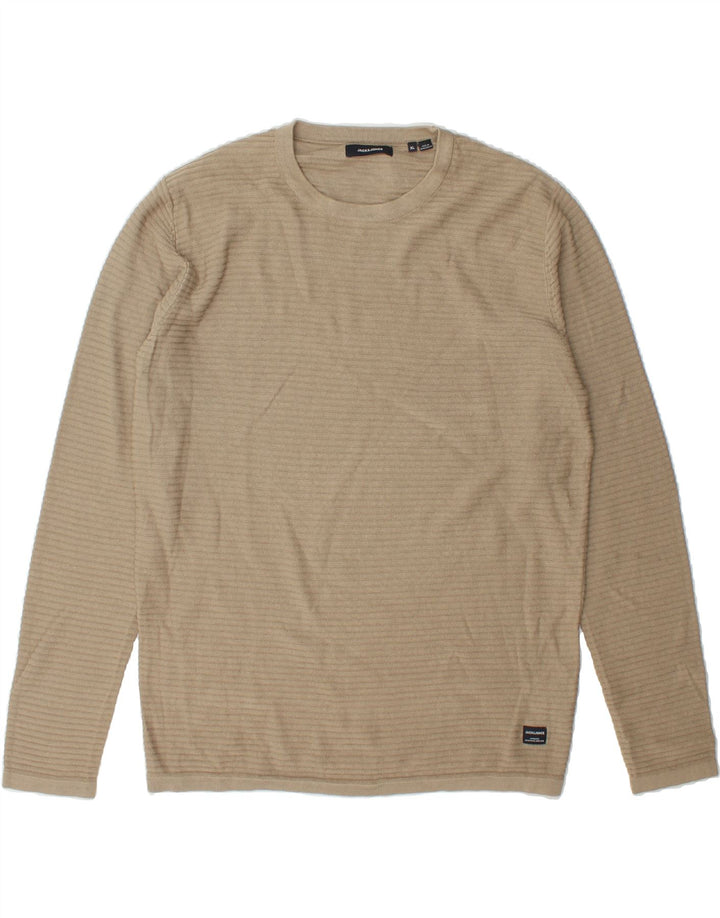JACK & JONES Mens Crew Neck Jumper Sweater XL Brown Cotton Vintage Jack & Jones and Second-Hand Jack & Jones from Messina Hembry 