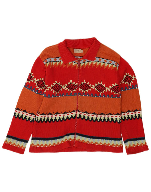 MORE & Boys Cardigan Sweater 9-10 Years Red Geometric Cotton