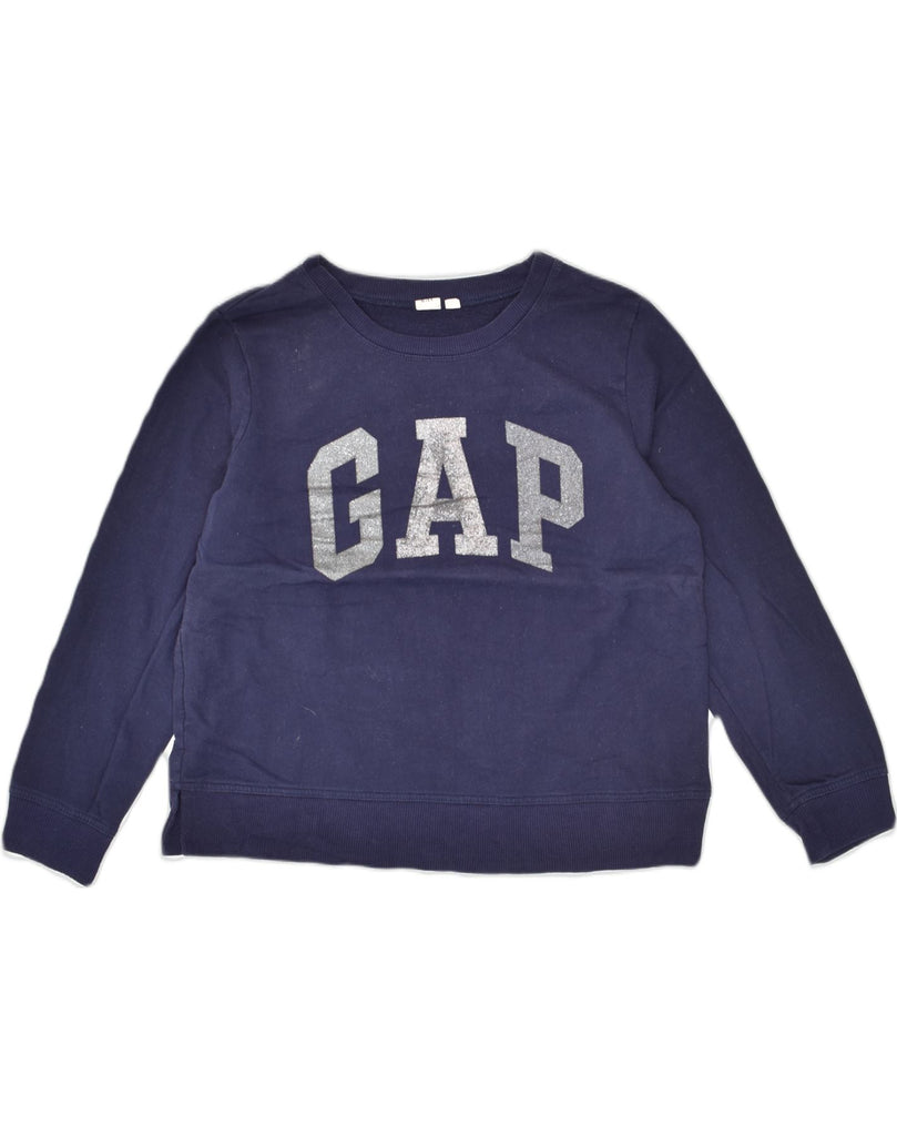 GAP Womens Graphic Sweatshirt Jumper UK 16 Large Navy Blue Cotton | Vintage Gap | Thrift | Second-Hand Gap | Used Clothing | Messina Hembry 