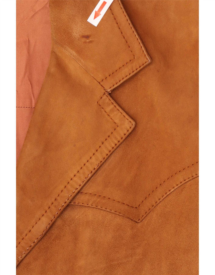 Vintage Mens 2 Button Suede Blazer Jacket UK 40 Large Brown Leather