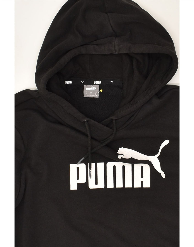 PUMA Mens Graphic Hoodie Jumper Large Black | Vintage Puma | Thrift | Second-Hand Puma | Used Clothing | Messina Hembry 