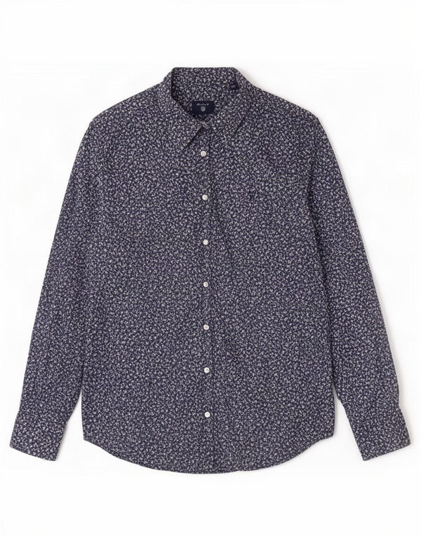 Gant Womens Shirt UK 18 XL Navy Blue Floral Cotton