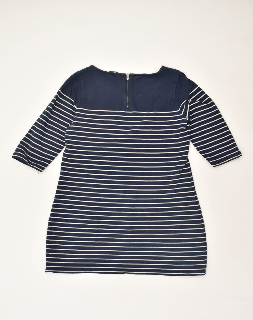 FAT FACE Womens Long Sleeve T-Shirt Dress UK 12 Medium Navy Blue Striped | Vintage Fat Face | Thrift | Second-Hand Fat Face | Used Clothing | Messina Hembry 