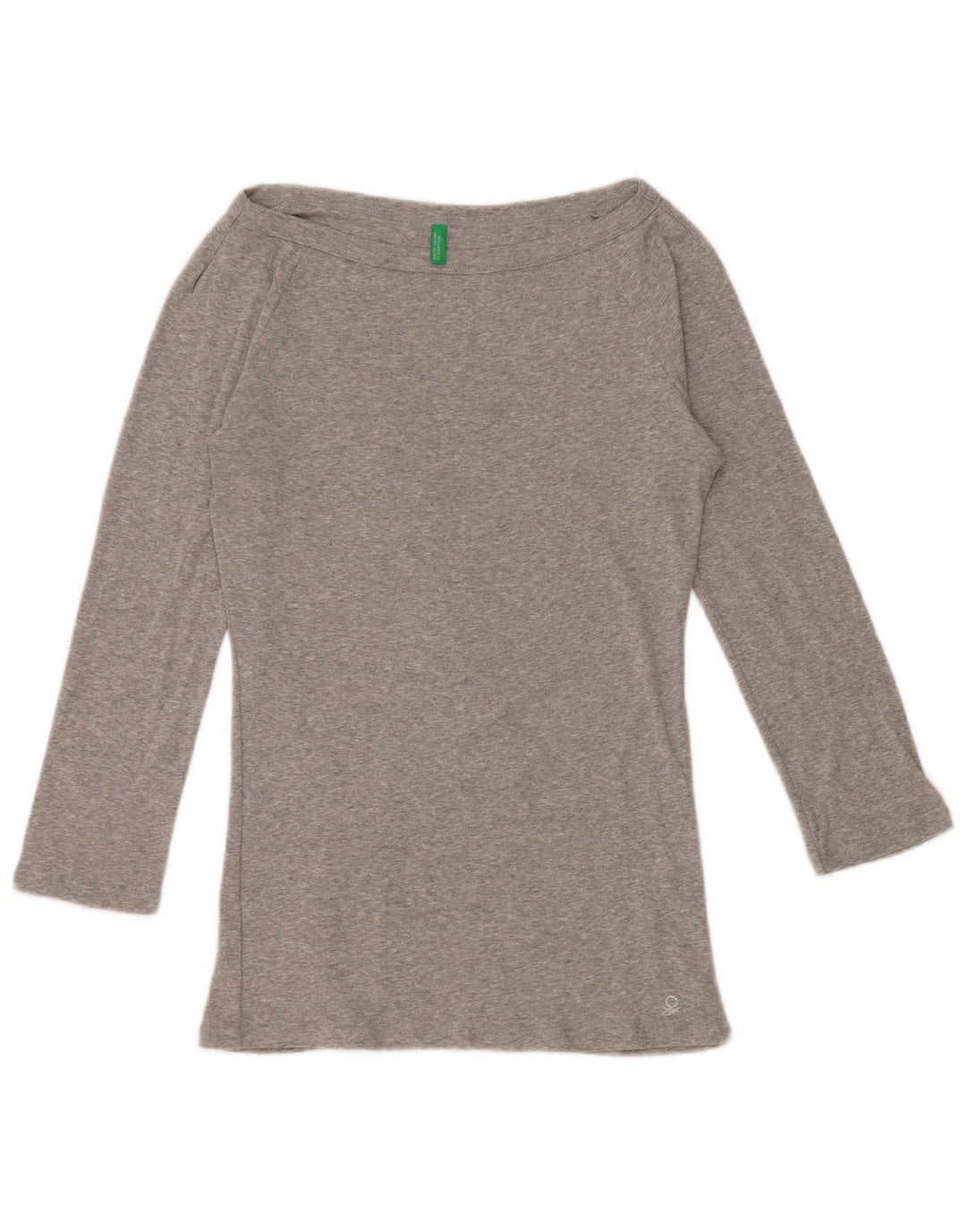 BENETTON Womens Off Shoulder Top 3/4 Sleeve UK 12 Medium Grey Flecked