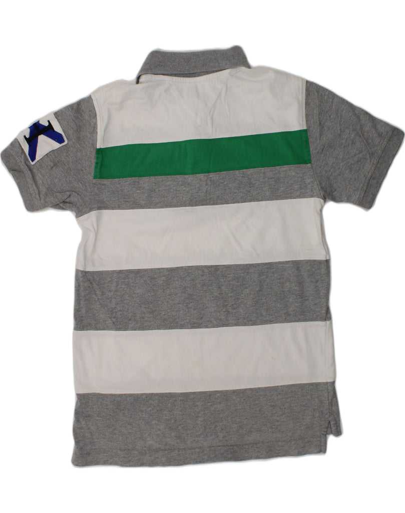 TOMMY HILFIGER Boys Graphic Polo Shirt 8-9 Years Medium Grey Striped | Vintage Tommy Hilfiger | Thrift | Second-Hand Tommy Hilfiger | Used Clothing | Messina Hembry 