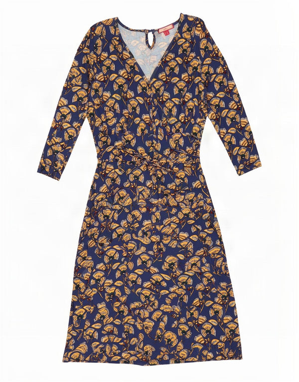 Joe Browns Womens 3/4 Sleeve Sheath Dress UK 10 Small Navy Blue Floral