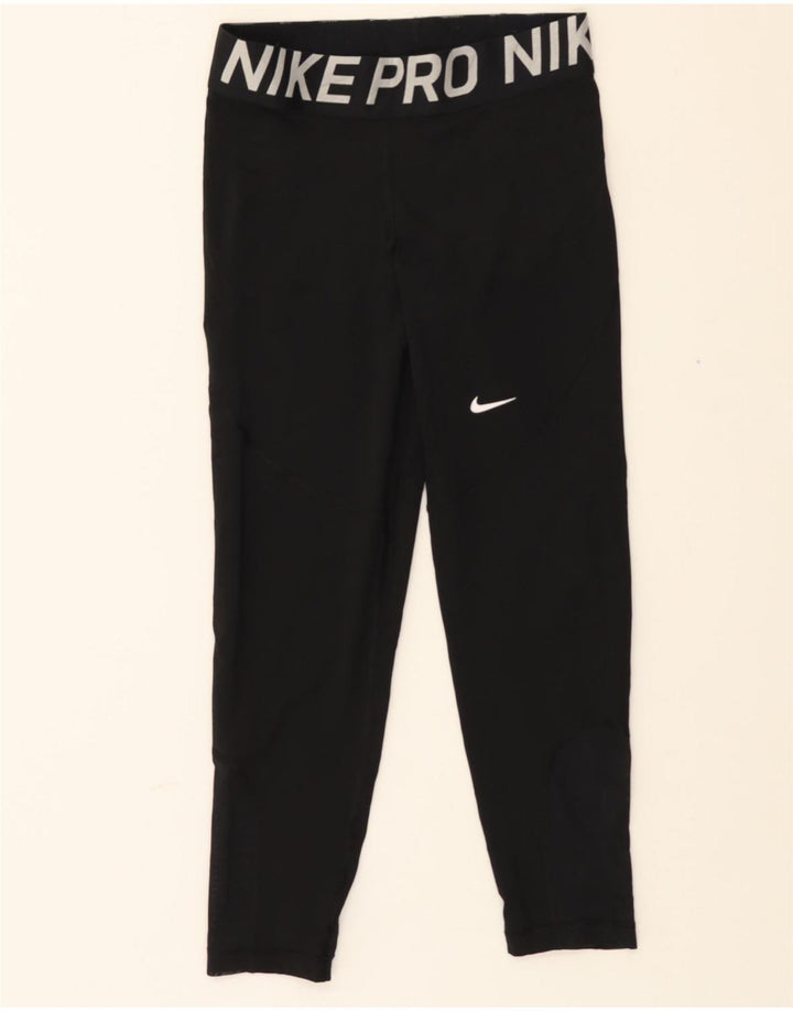 NIKE Womens Dri Fit Graphic Leggings UK 14 Medium  Black Polyester Vintage Nike and Second-Hand Nike from Messina Hembry 
