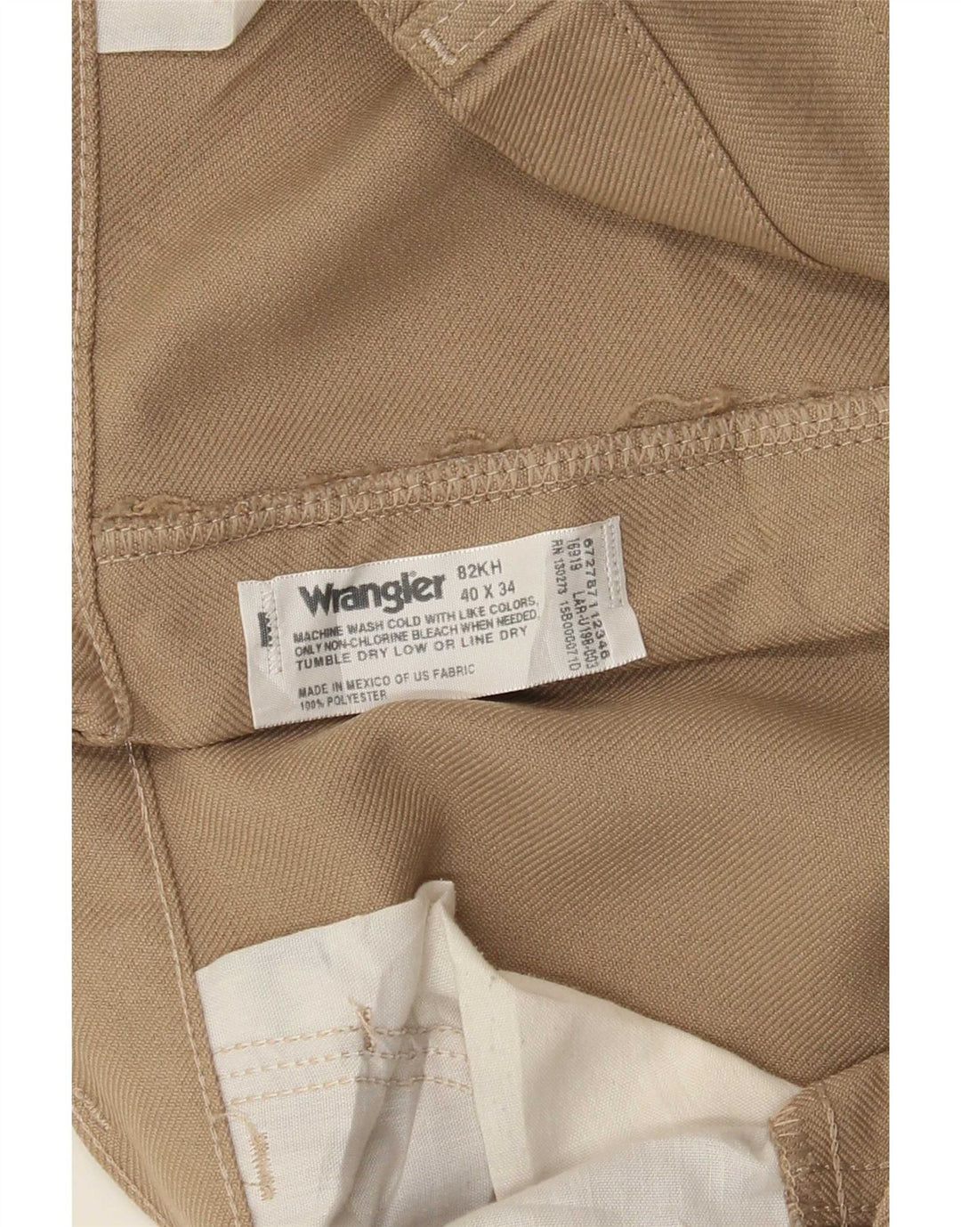 Wrangler Mens Straight Casual Trousers W40 L29 Beige Polyester