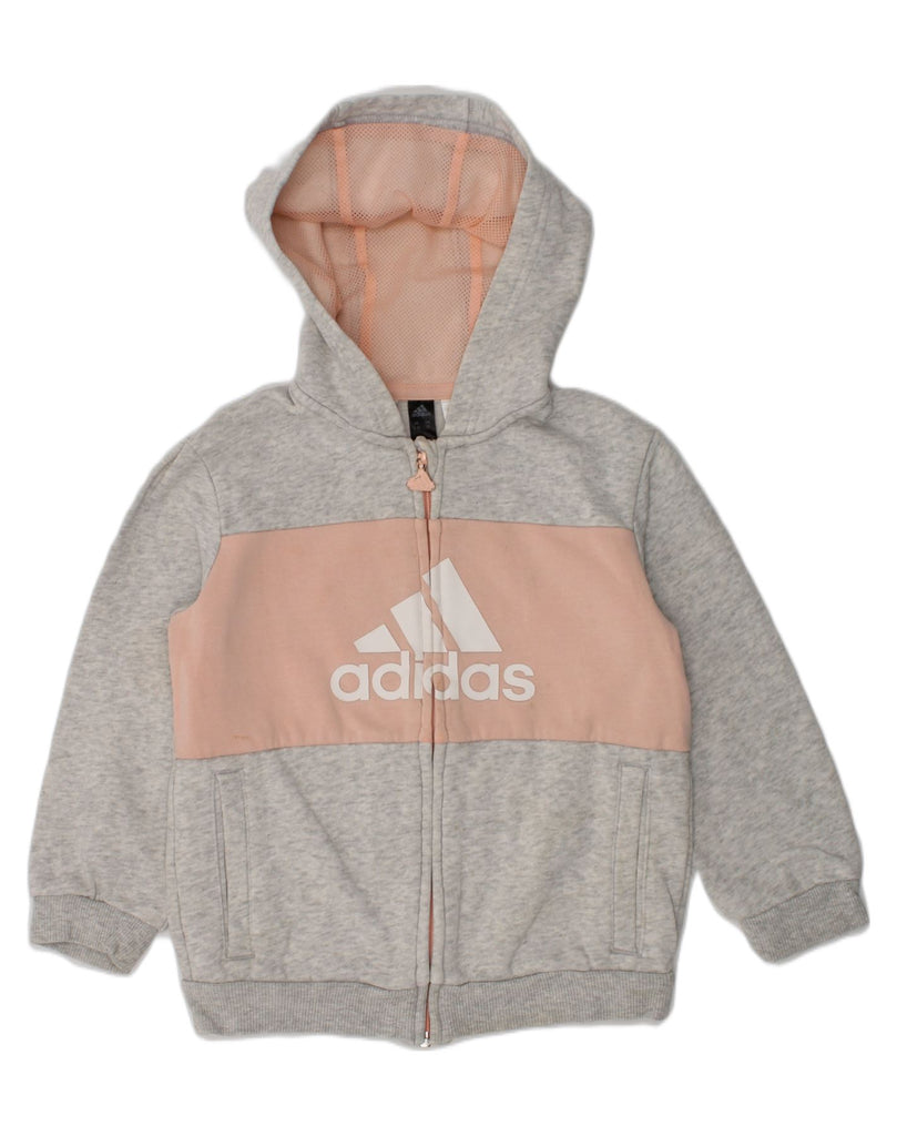 ADIDAS Girls Graphic Zip Hoodie Sweater 2-3 Years Grey Cotton | Vintage Adidas | Thrift | Second-Hand Adidas | Used Clothing | Messina Hembry 