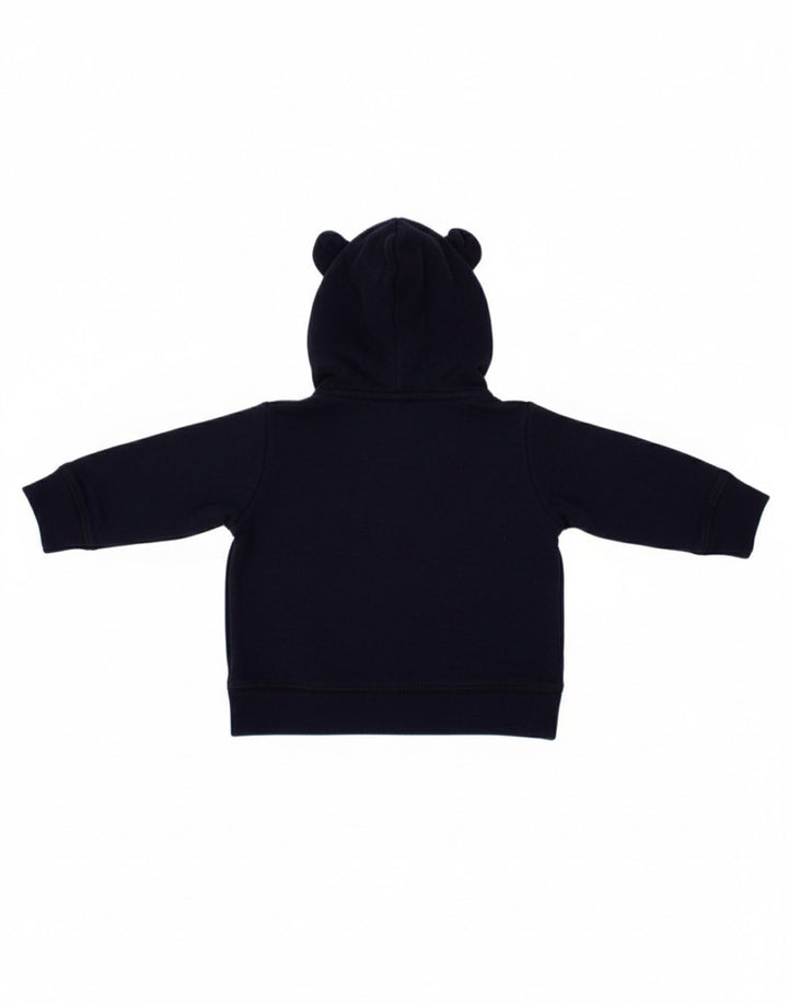 BENETTON Baby Boys Zip Hoodie Sweater 0-3 Months Navy Blue Cotton