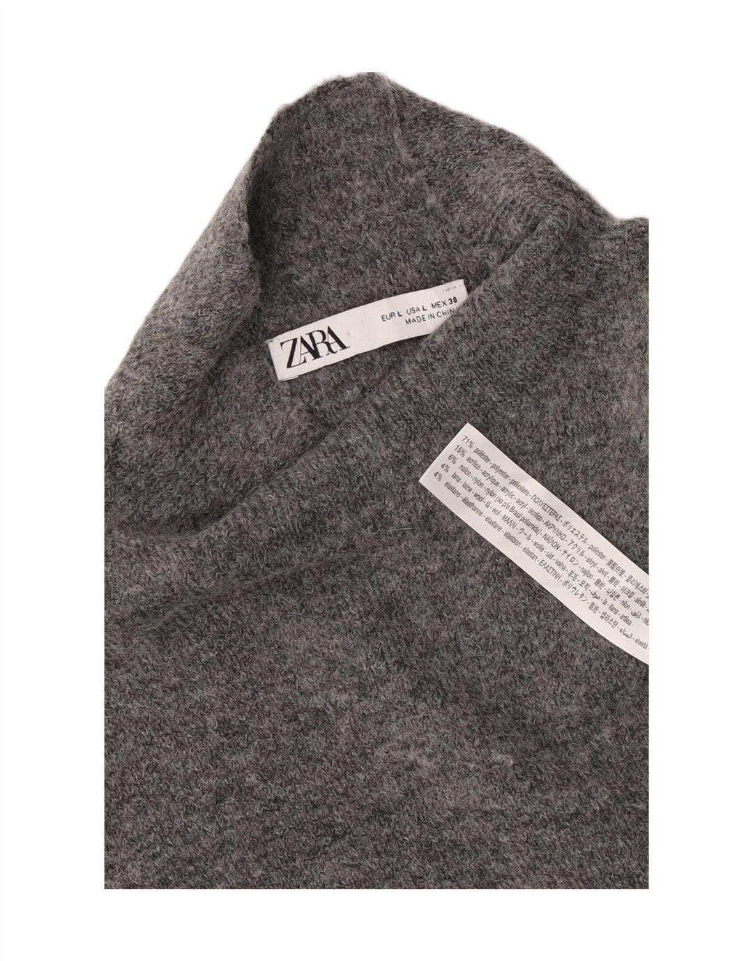 Zara Womens Sleeveless Jumper Dress UK 14 Large Grey Polyester