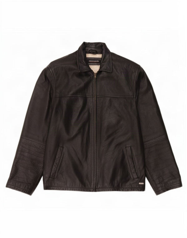 Pierre Cardin Mens Leather Jacket UK 40 Large Black