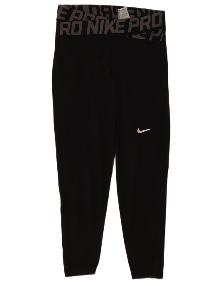 NIKE Womens Dri Fit Graphic Leggings UK 10 Small  Black Polyester
