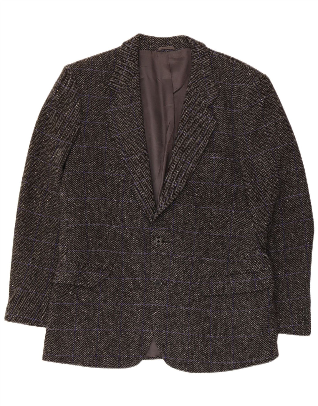 Vintage Mens 3 Button Blazer Jacket IT 48 Medium Grey Herringbone Wool