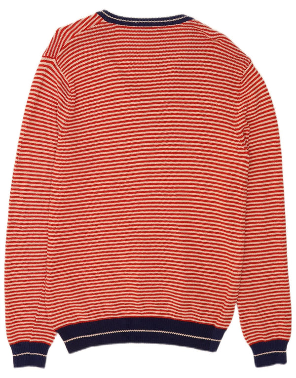 Carrera Mens V-Neck Jumper Sweater XL Red Striped Cotton