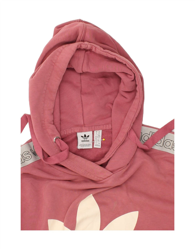 ADIDAS Womens Graphic Hoodie Jumper UK 6 XS Pink Cotton | Vintage Adidas | Thrift | Second-Hand Adidas | Used Clothing | Messina Hembry 