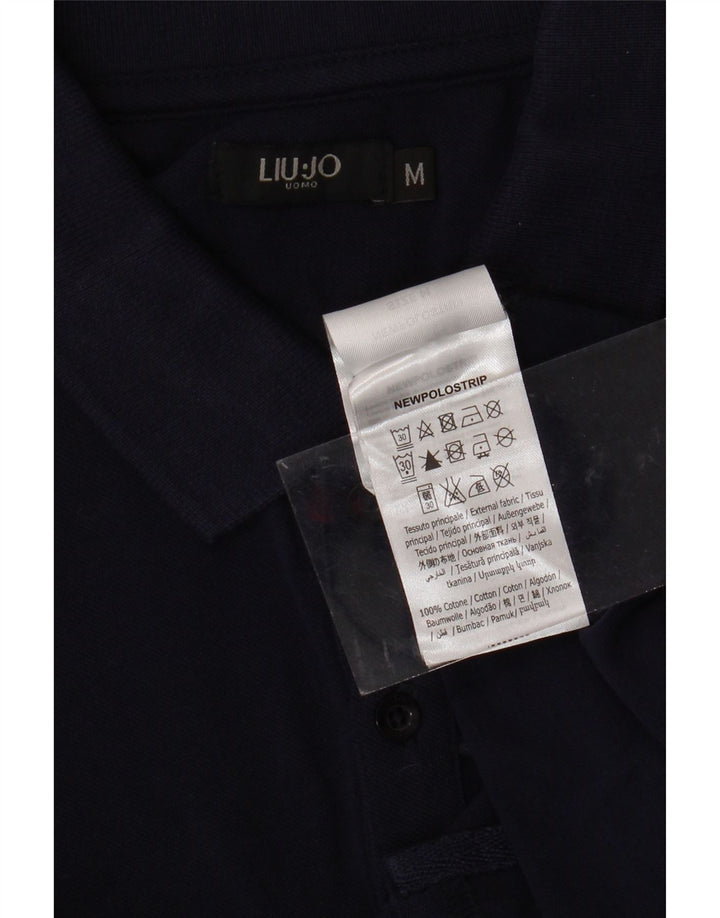 LIU JO Mens Polo Shirt Medium Navy Blue Cotton