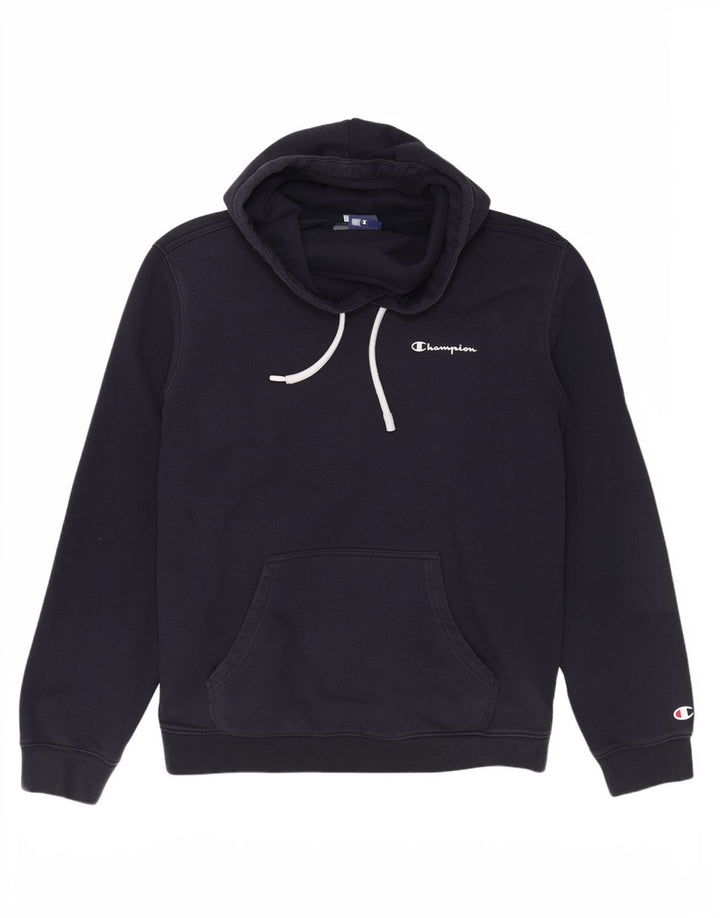 Champion Mens Hoodie Jumper Medium Navy Blue Cotton