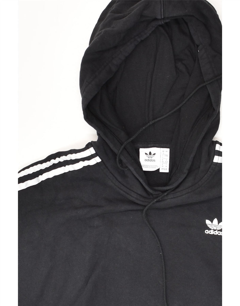 ADIDAS Womens Crop Hooded Hoodie Jumper UK 4 XS Black Cotton | Vintage Adidas | Thrift | Second-Hand Adidas | Used Clothing | Messina Hembry 