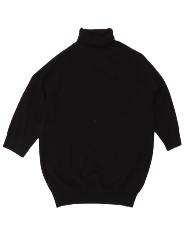 Zara Womens Short Sleeve Roll Neck Jumper Sweater UK 12 Medium Black