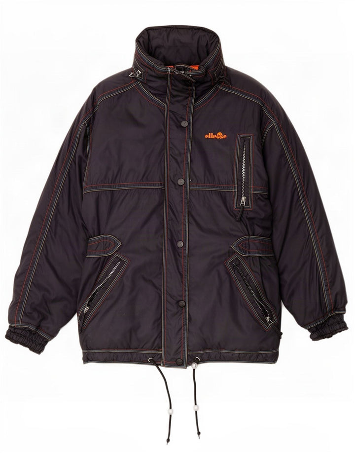 Ellesse Womens Hooded Ski Jacket UK 12 Medium Grey Polyamide