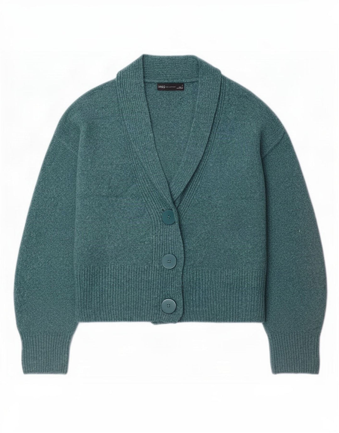 Marks & Spencer Womens Cardigan Sweater UK 14 Medium Blue Cotton