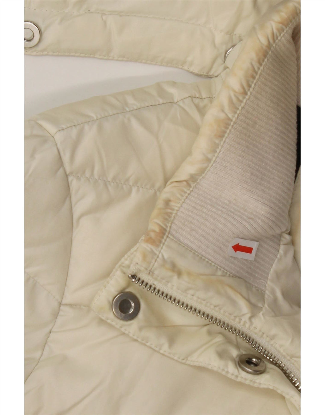 CALVIN KLEIN Womens Hooded Padded Jacket UK 14 Medium Off White Polyester