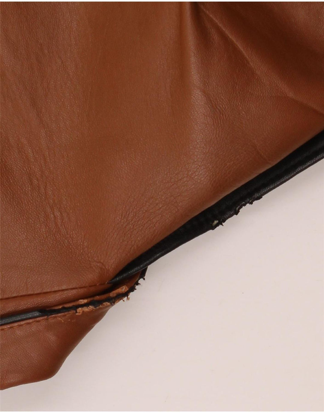 Vintage Womens Crop Military Leather Jacket UK 12 Medium Brown