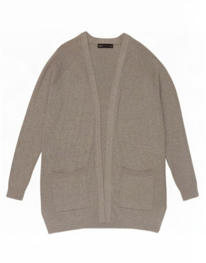 Marks & Spencer Womens Oversized Cardigan Sweater UK 10 Small Grey Viscose