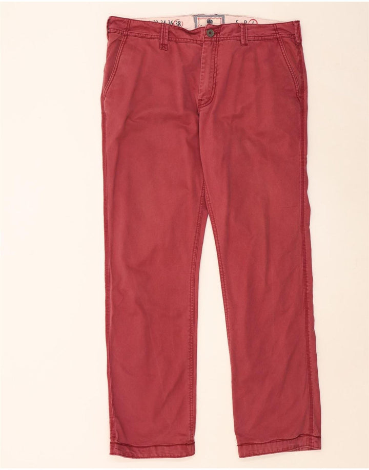FAT FACE Mens Straight Chino Trousers W38 L33 Red Cotton