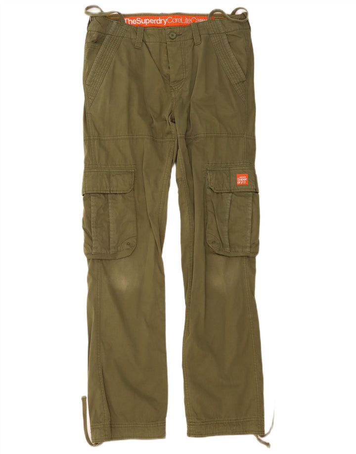 Superdry Mens Straight Cargo Trousers Medium W34 L35 Khaki Cotton