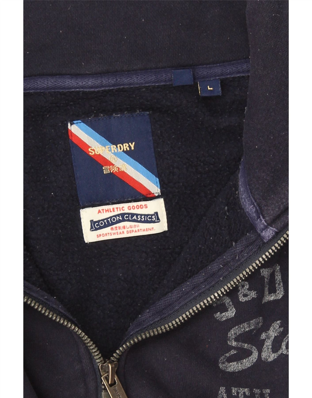 Superdry Mens Graphic Sweatshirt Jumper Large Navy Blue Colourblock
