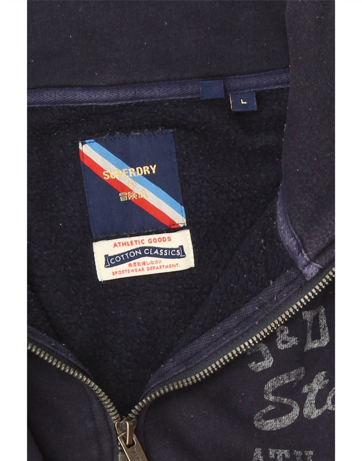Superdry Mens Graphic Sweatshirt Jumper Large Navy Blue Colourblock