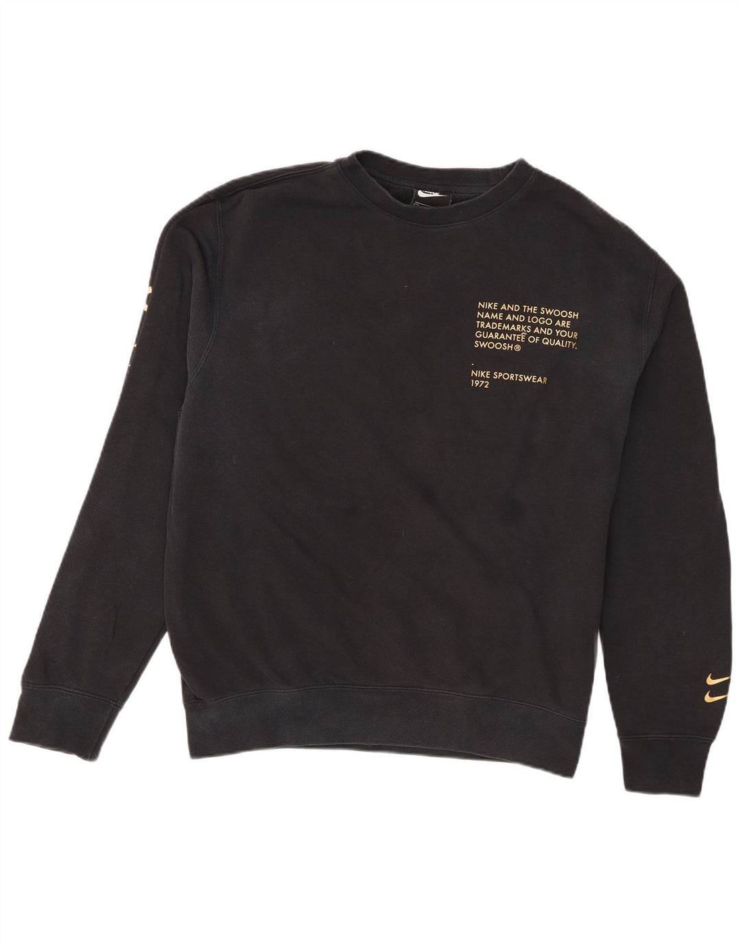 Nike Mens Swoosh Graphic Sweatshirt Jumper Medium Black Cotton