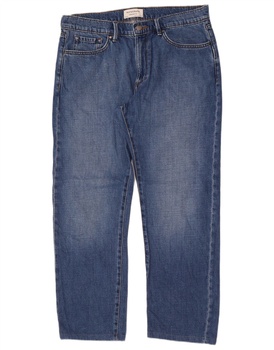 Marks & Spencer Mens Autograph Straight Jeans W34 L29 Blue Cotton