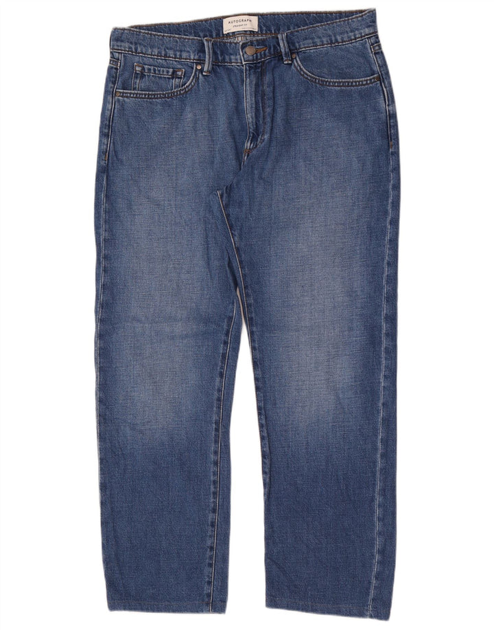 Marks & Spencer Mens Autograph Straight Jeans W34 L29 Blue Cotton