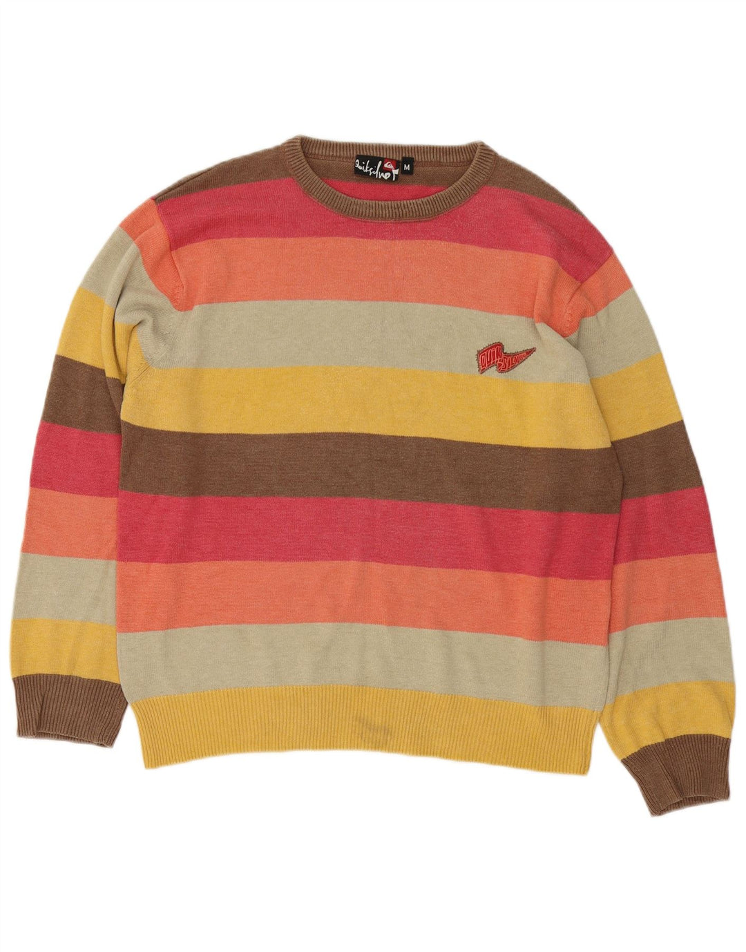 Quiksilver Mens Boat Neck Jumper Sweater Medium Multicoloured Striped