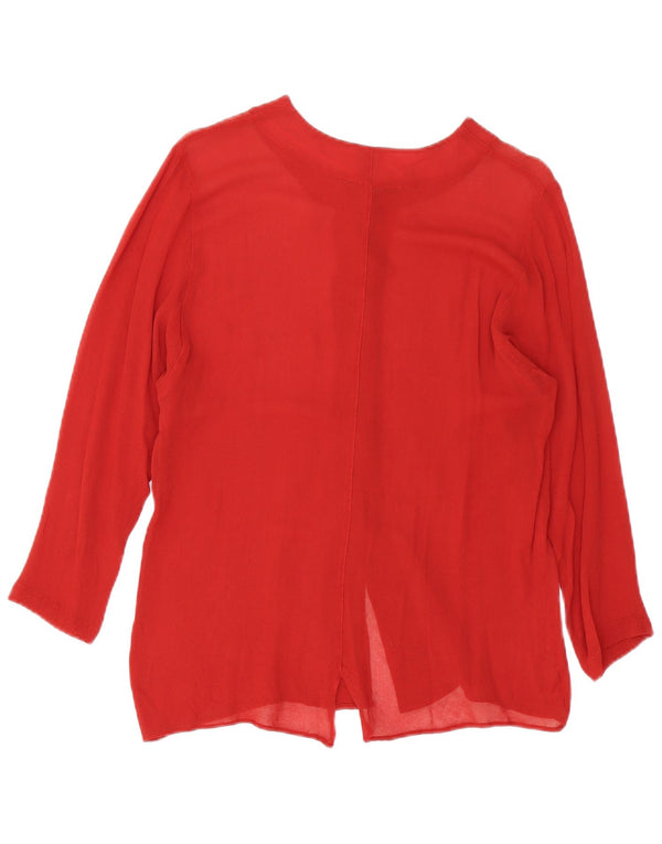 Benetton Womens Shirt Blouse IT 44 Medium Burgundy Viscose