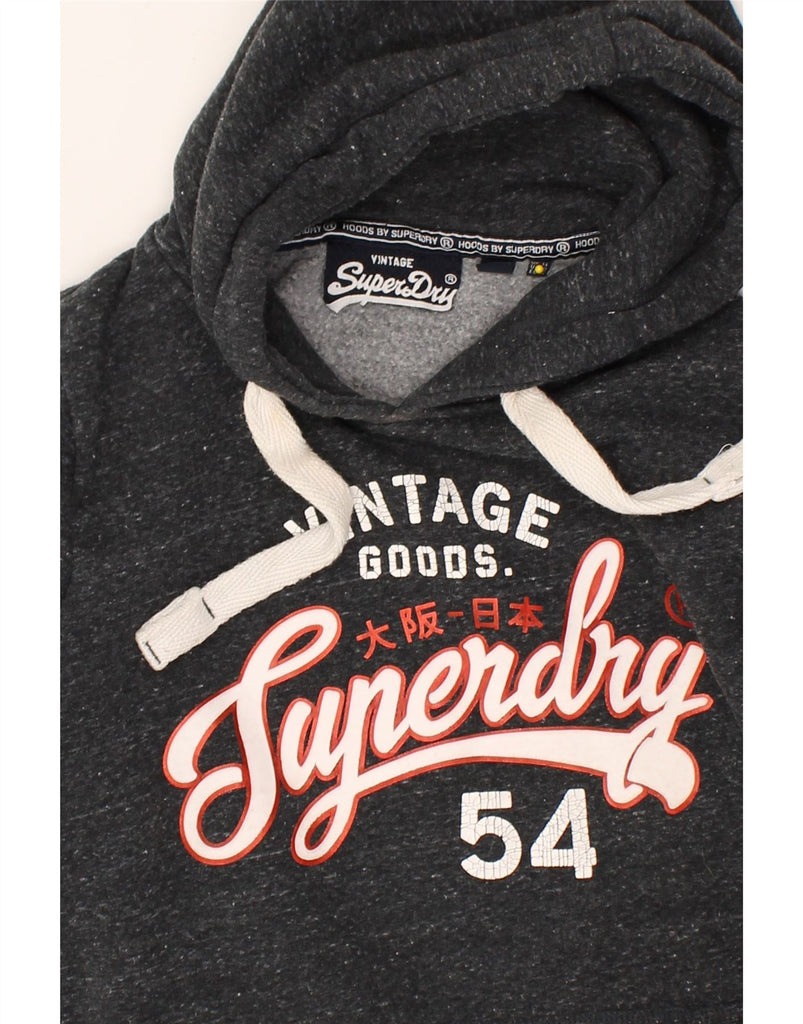 SUPERDRY Womens Graphic Hoodie Jumper UK 14 Large Grey Cotton | Vintage Superdry | Thrift | Second-Hand Superdry | Used Clothing | Messina Hembry 