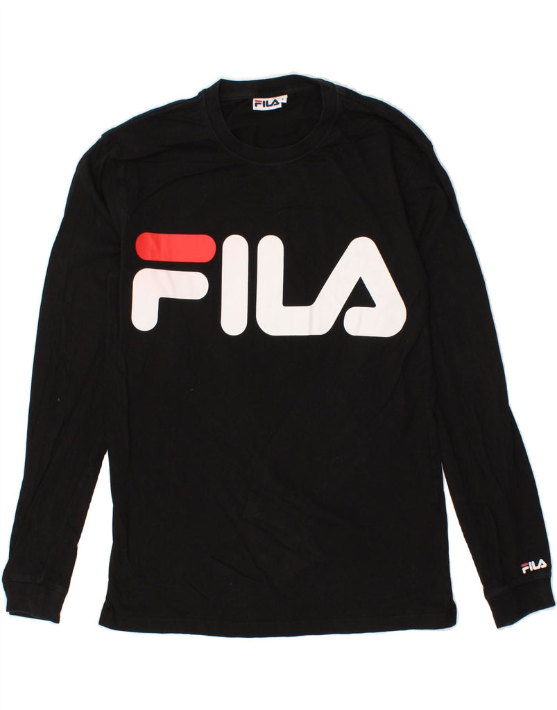 FILA Mens Graphic Top Long Sleeve Small Black Cotton | Vintage Fila | Thrift | Second-Hand Fila | Used Clothing | Messina Hembry 