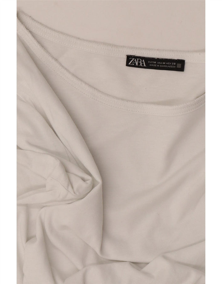 Zara Womens Top Long Sleeve UK 14 Medium White